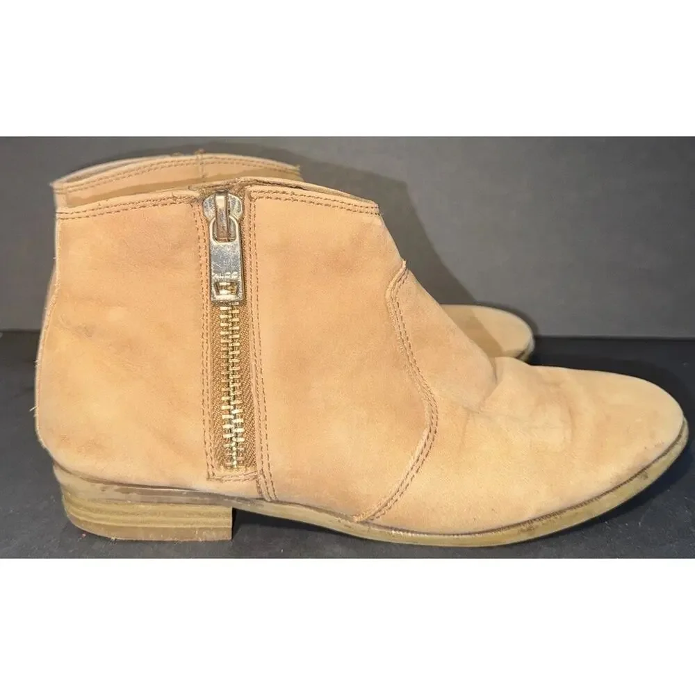 Aldo Booties Tan Leather Zip Up Size‎ 6.5 Boho Hippy Cottagecore